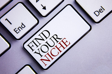 Word writing text Find Your Niche. Business concept for search for your field Decide Choice...