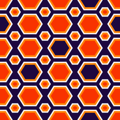 Orange Purple Hexagonal Architectural Seamless Pattern