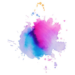 Abstract isolated colorful vector watercolor stain. Grunge element for paper design