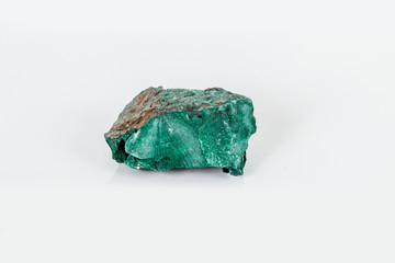 Macro mineral stone Malachite against white background
