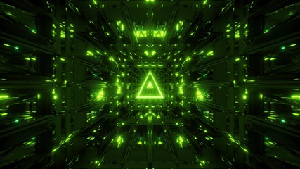 green glowing holy wireframe 3d illustration background wallpaper with shine