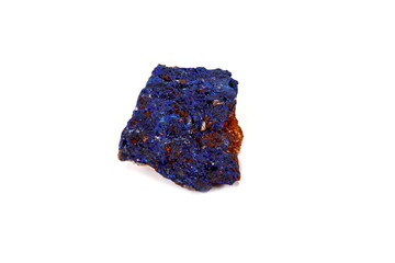 Macro mineral stone Malachite and Azurite against white background