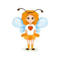 A kid dressed as a bee.