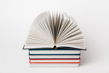 stack of books isolated on white background