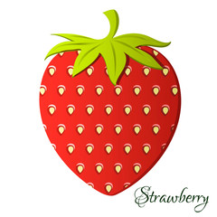 Strawberry flat in cartoon style. Red strawberry icon. Vector illustration.