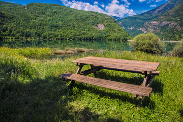 Picnisc table in a wonderful landscape