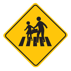 Caution School Crossing Sign.