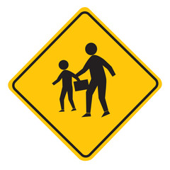 Caution School Crossing Sign.