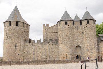 Fototapeta na wymiar exterior fortress castle in Carcassonne Aude France