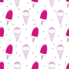 Seamless ice-cream background with colorful dots