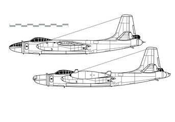 _North American B-45 Tornado. Outline vector drawing