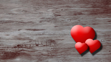 Herzen auf Holzplatte