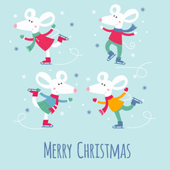 Big vector Christmas and new year designs with cartoon animals. stock illustration