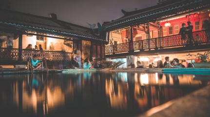 Bangkok street views by night in Thailand