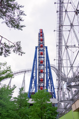 Tokyo, Japan, 07/10/2019 , Ferris wheel in La Qua, amusement park. Situated near Tokyo Dome in Suidobashi.