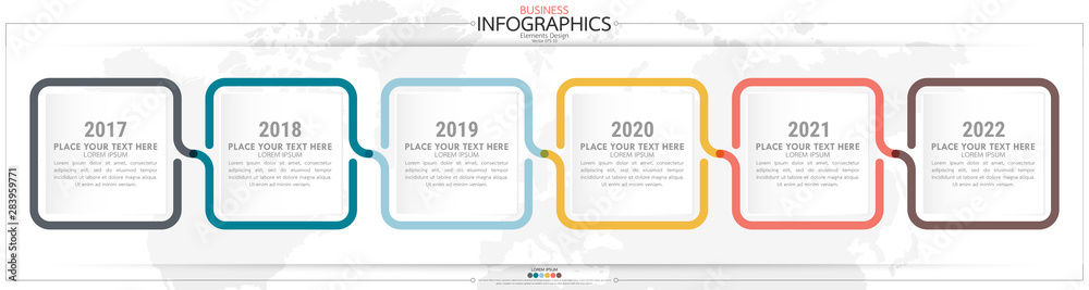 Poster nfographic business horizontal timeline steps process chart template. vector modern banner used for 