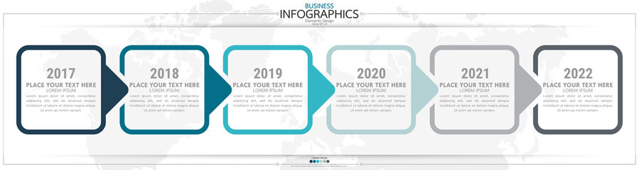 nfographic business horizontal timeline steps process chart template. Vector modern banner used for presentation and workflow layout diagram, web design. Abstract elements of graph options.