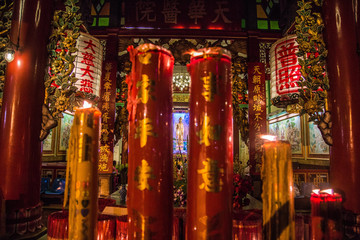 Chinese temple night views in Chinatown, Bangkok, Thailand