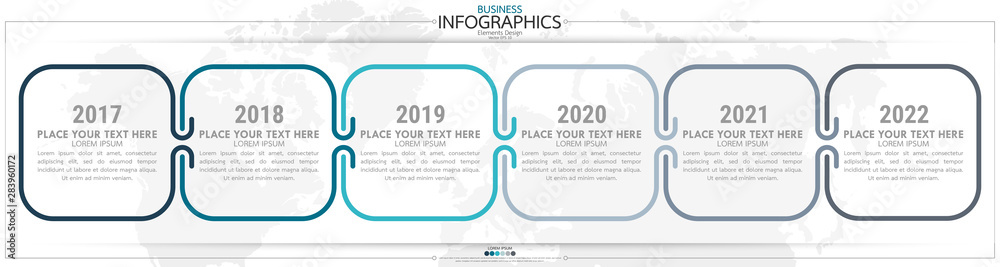Poster nfographic business horizontal timeline steps process chart template. vector modern banner used for 