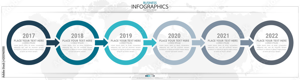 Poster nfographic business horizontal timeline steps process chart template. vector modern banner used for 