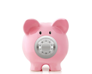 Piggy bank with combination lock. Illustration on an isolated white background