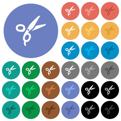 Barber scissors round flat multi colored icons