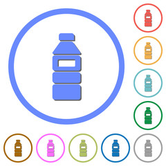Water bottle with label icons with shadows and outlines
