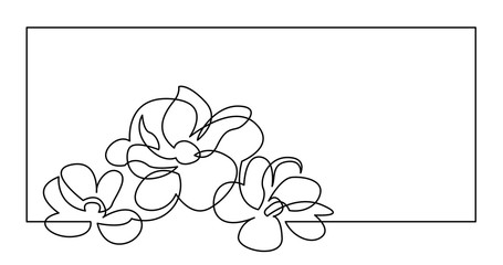 continuous line drawing of big beautiful flowers frame design