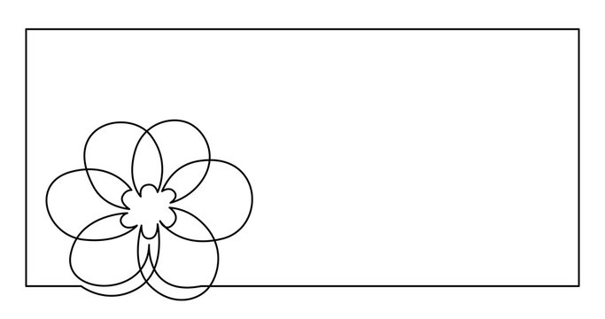 continuous line drawing of flower greetings card design