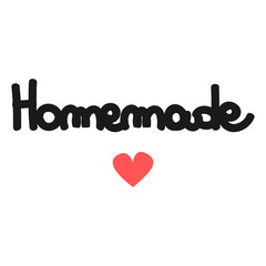 cute hand drawn lettering homemade word with heart vector illustration