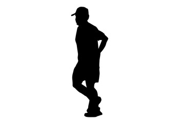 Silhouette running.This is men run exercise for Health At area Stadium Outdoors on white background with clipping path.