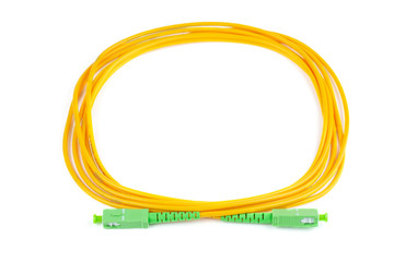 Fiber optic patch cord cable on white background