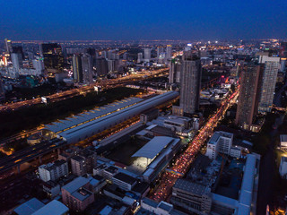 Fototapeta na wymiar Ploenchit view from above in Bangkok in Thailand