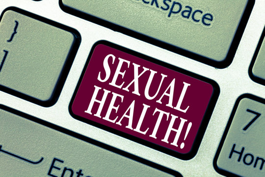 Conceptual hand writing showing Sexual Health. Business photo showcasing STD prevention Use Protection Healthy Habits Sex Care Keyboard key Intention to create computer message idea