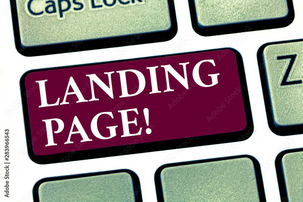 Aufkleber Conceptual hand writing showing Landing Page. Business photo showcasing Website accessed by clicking a link on another web page Keyboard key Intention to create computer message idea