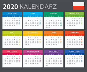 2020 Calendar Polish - vector illustration