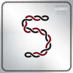 Modern number five template, design the rope to be a alphabet, Vector