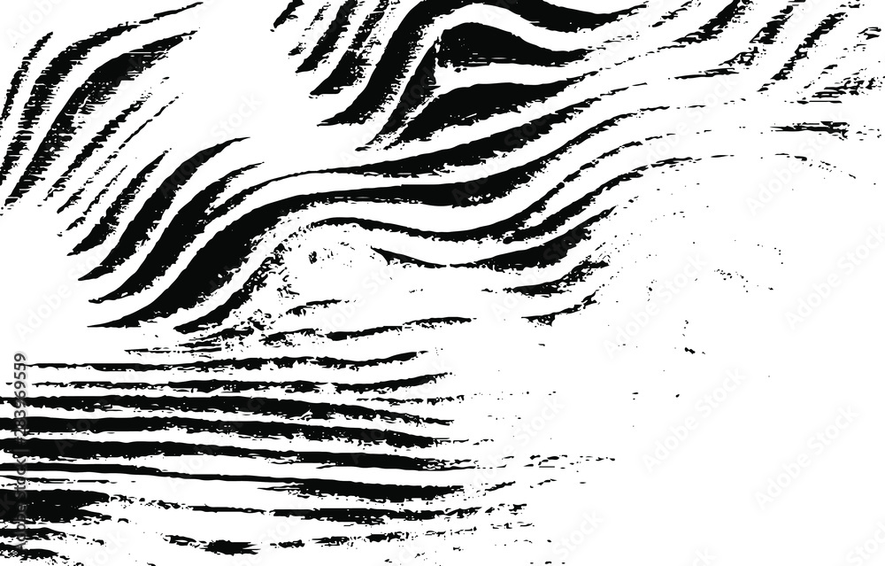 Poster monochrome curved lines and brush strokes texture. abstract distressed vector illustration. overlay 