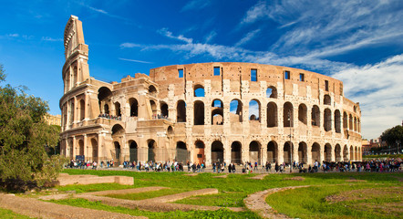 Panoramic view of the amphitheater of Colosseum - Powered by Adobe