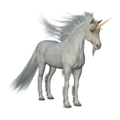 Obraz na płótnie Canvas 3D Rendering Fairy Tale Little White Unicorn on White