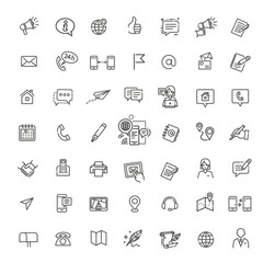 Thin lines web icons set - Contact us