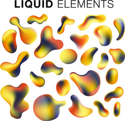 Trendy vector fluid liquid gradient elements collection 