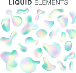 Trendy vector fluid liquid gradient elements collection 