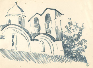 old church wall sketch