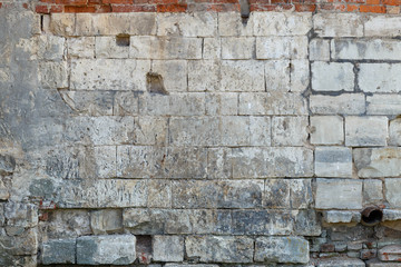 fragment of an ancient wall of blocks,shot in daylight