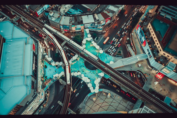 MBK Skywalk view from above in Bangkok Thailand