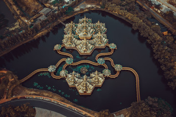 Ancient city Muang Boran from above in Bangkok Thailand