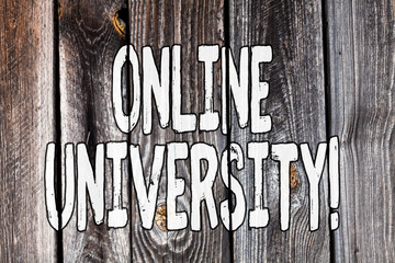 Conceptual hand writing showing Online University. Concept meaning provides education programs through electronic media
