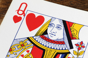 Regina di cuori, carta da poker closeup