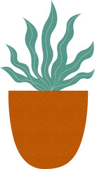 Modern print in trendy earthy hues with plant in a pot